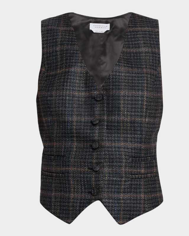 Coleridge Wool-Silk Plaid Vest